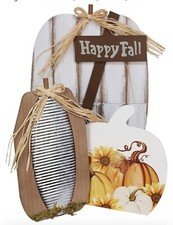 Fall Pumpkin Wood Decor - 3 Pack Porch Standings with HAPPY FALL Sign