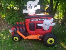 Gemmy Airblown Halloween Ghost Rider Car Moving Ghost Raven Truck Hot Rod