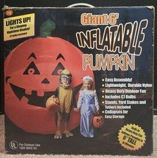 Gemmy Airblown Inflatable Giant Pumpkin 6 Foot Light Up Halloween 2001 Complete
