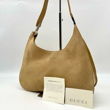 Gucci Handbag Hobo Shoulder bag Brown Suede Leather Y2K Vintage bag Authentic