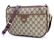 GUCCI VINTAGE GG Supreme Shoulder Bag Logo PVC Brown Classic Authentic