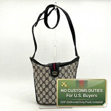 Gucci Vintage Shoulder Bag Navy Gg Plus Sherry Line Italy Auth Crossbody Rare