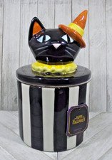 Halloween Black Cat Cookie Jar By Global Designs Brand New