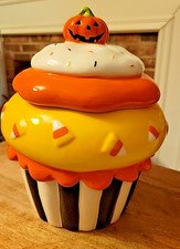 Halloween Cupcake Ceramic Cookie Jar Retired Kohls
