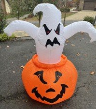 Halloween Gemmy 4 FT Lighted Ghost in Pumpkin Airblown Inflatable w/Box