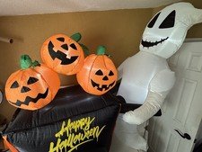 Halloween Ghost Pumpkin Blowup Vendor Inflatable Yard Decor Lightup 6ft Works