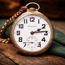 Hamilton 992B Railroad Pocket Watch 21 Jewels 1952 Gold Filled Runs