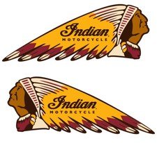Indian Motorcycle War Bonnet Reproduction Laminated Vinyl Decals (Set of 2)