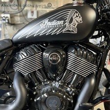 Indian Skull Motorcycle Outline Gas Tank Decals Custom 2PC Set Fits Most Tanks