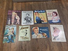 Lot of 8 Vintage Rustic Look Tin Signs Various Advertisements