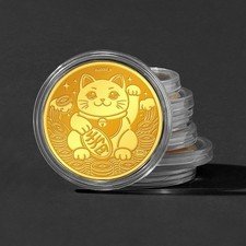 Lucky Maneki-Neko Cat 999.9 Fine Gold Coin (24K) 0.05g K-Gold