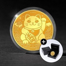 Lucky Maneki-Neko Cat 999.9 Fine Gold Coin (24K) 0.1g K-Gold
