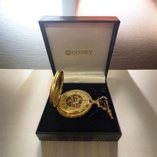 Majesti Swiss Mickey Mouse Pocket Watch Gold Tone Disney Vintage *Working*