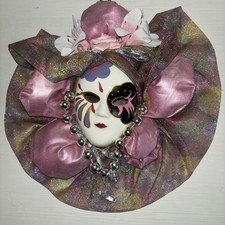 Mardi Gras Vintage Porcelain Mask Wall Hanging 8x8 Inches Mardi Gras Decor