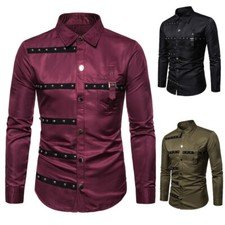 Men's Fashion Shirt Button Up Shirt Long-Sleeve Shirt Steampunk Men's Shirt