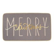 Merry Christmas Doormat, Grey Gold Winter Seasonal Door Mat Christmas Holiday...