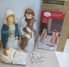 Nativity 3 Piece Set 28" Lighted Blow Mold Mary Joseph Baby Jesus - Holiday Time