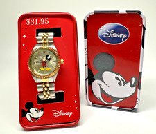 NEW IN BOX DISNEY MICKEY MOUSE WATCH - TWO TONE METAL BAND N391