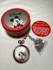 NOS Disney Mickey Mouse Collectible Pocket Watch Original Tin/Package UNTESTED