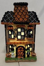 NWT Candy Corn Lane 10” LED Halloween Mr & Mrs Frankenstein Haunted House