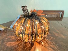 NWT Farm House Fall Autumn Rustic Woven Lighted Pumpkin Grapevine-Style