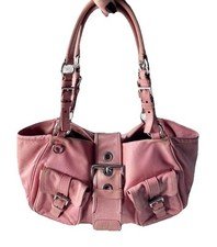 PRADA Baby Pink Enameled Metal Triangle Shoulder Bag Vintage