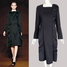 Prada Fall 2008 Runway Look #2 Coat Long Black Ruffle Women’s Size 44 Designer