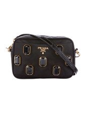 Prada Vintage Tessuto Crossbody Gold & Jet Crystal Purse Bag