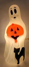 RARE Vintage Empire Halloween Blow Mold Large 34" Ghost Pumpkin Black Cat