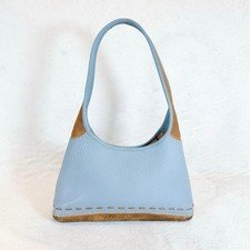 Salvatore Ferragamo Blue Leather Suede Mini Shoulder Bag Y2K Retro Authentic