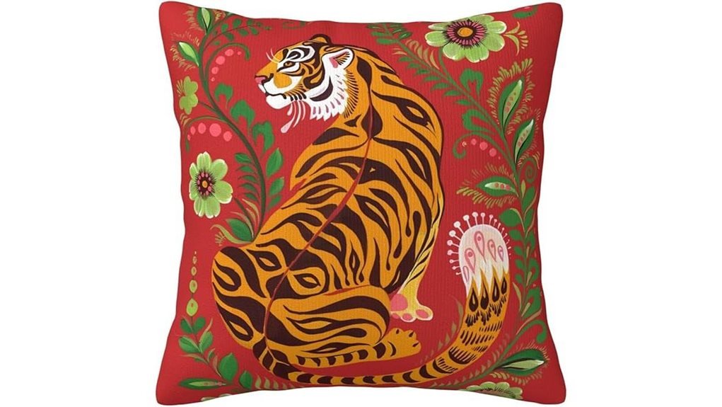 tiger folk art pillow
