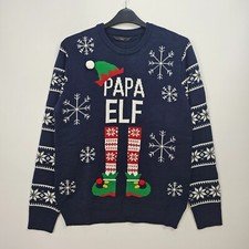V By Very - Papa Elf Christmas Jumper - Navy - Medium