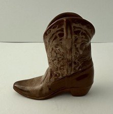 Vintage #135 Frankoma Pottery Cowboy Boot Brown Glaze Ceramic Vase 4.5" Tall
