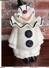 Vintage 1950s Metlox Poppytrail Clown White And Black 13" Cookie Jar Mint