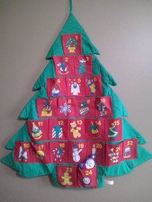 Vintage 1995 Avon Countdown to Christmas Advent Calendar Fabric Tree W/ Santa