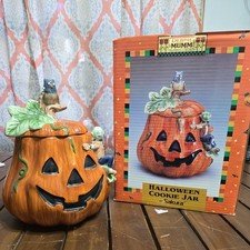 Vintage 1998 Sakura Debbie Mumm Halloween Pumpkin Cookie Jar w/Original Box