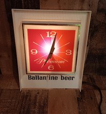 Vintage Ballantine Beer Premium Lighted Wall Clock 1967 Tested Read 15" X 12"