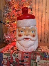 Vintage Blow Mold Santa Cookie Jar General Foam New Old Stock 12” inch