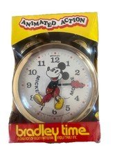 Vintage Bradley Mickey Mouse Animated Alarm Clock NEW In Box Walt Disney