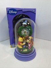 Vintage Disney Winnie Pooh Glass Dome Pendulum Sculpted Anniversary Clock NOS