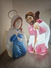 Vintage Empire Blow Mold 1995 Christmas Lighted Nativity Set 27" Mary Joseph EUC