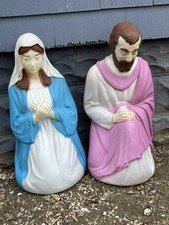 Vintage Empire Blow Mold Christmas Lighted Nativity Set 27" Mary Joseph