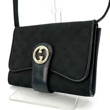 Vintage Gucci Shoulder Bag Interlocking GG Canvas Black Authentic