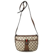 Vintage GUCCI Shoulder Bag Sherry Line Crossbody PVC Beige Authentic