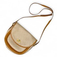 Vintage GUCCI Shoulder Crossbody Bag Cream Micro GG Monogram Saddle Flap