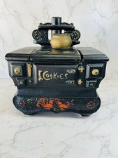 Vintage Mccoy Farmhouse Black Gold Cook Stove Cookie Jar Ceramic 1960s USA