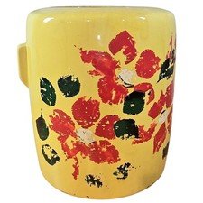 Vintage MCCOY Yellow Cookie Jar with Red flowers - NO LID 8" tall