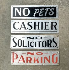 Vintage Painted Metal General Store Advertising Signs Group of 4 Original Signs