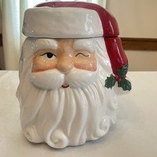 Vintage Style Cheeky Winking Santa Cookie Jar – Exc. Cond.