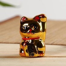 1 Pair 5cm/2" Maneki Neko Cat Ornaments Decoration Fortune Fengshui Lucky Bec...